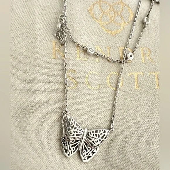 Kendra Scott Silver Filigree Butterfly Necklace - Picture 1 of 2
